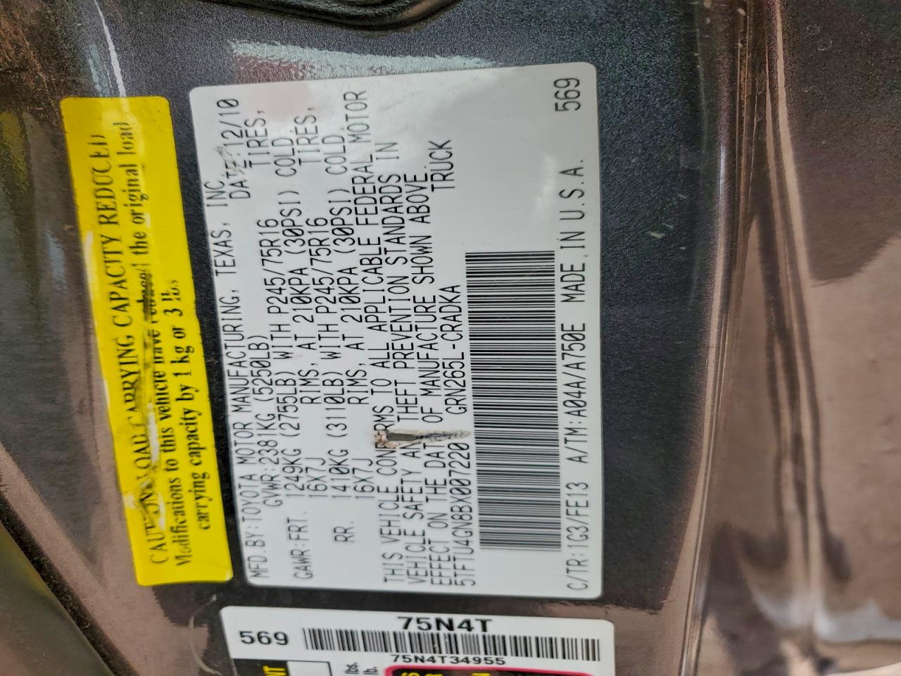 2011 Toyota Tacoma Prerunner Access Cab VIN: 5TFTU4GN8BX007220 Lot: 94639575