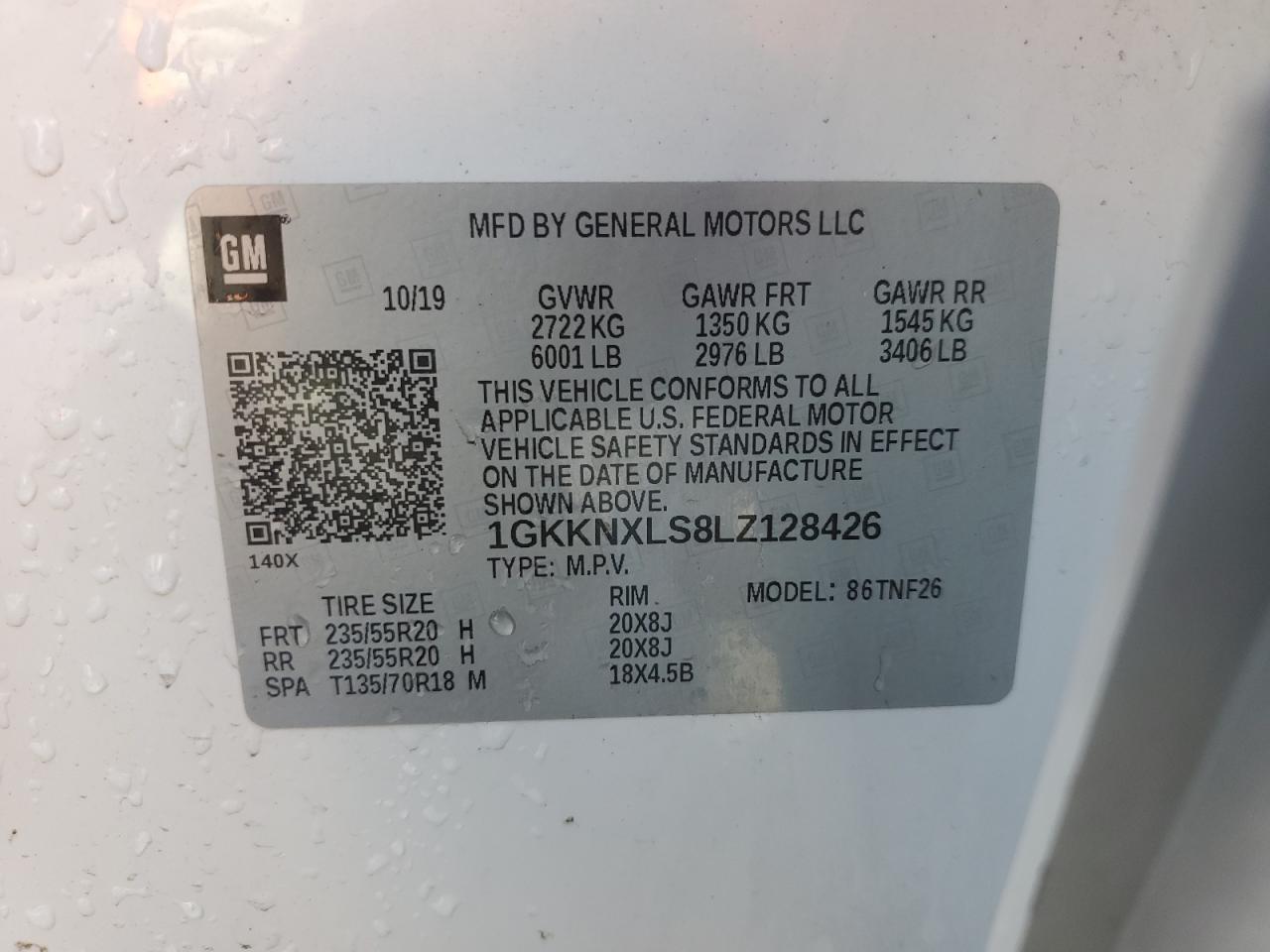 2020 GMC Acadia Denali VIN: 1GKKNXLS8LZ128426 Lot: 92825105