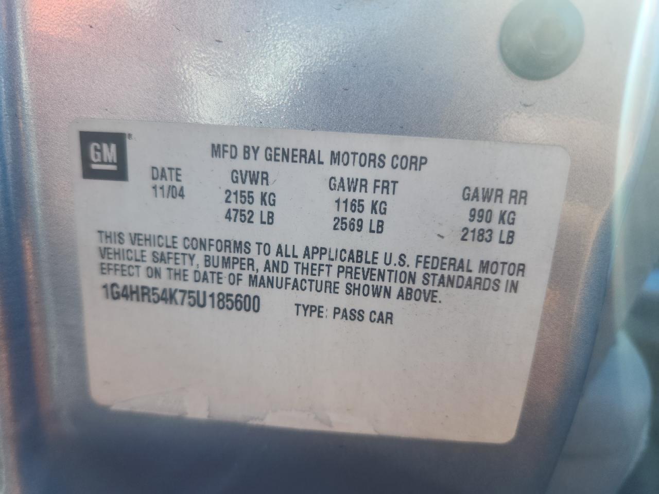 2005 Buick Lesabre Limited VIN: 1G4HR54K75U185600 Lot: 91023465