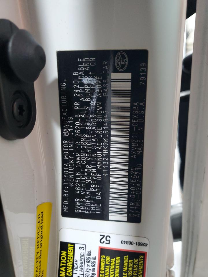 2019 Toyota Camry Hybrid VIN: 4T1B21HK2KU514843 Lot: 91175275