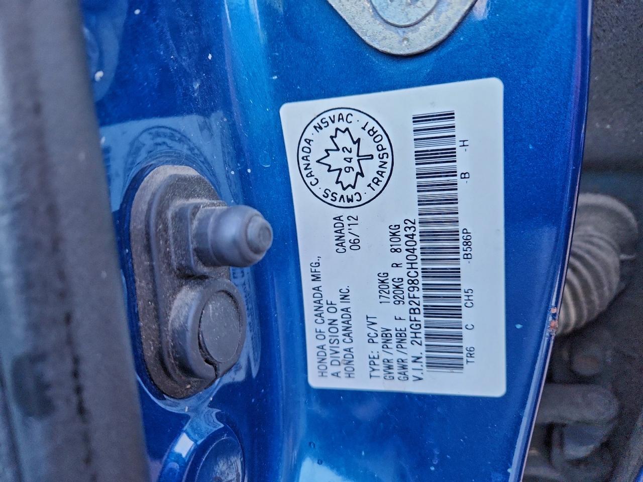 2012 Honda Civic Exl VIN: 2HGFB2F98CH040432 Lot: 94641455