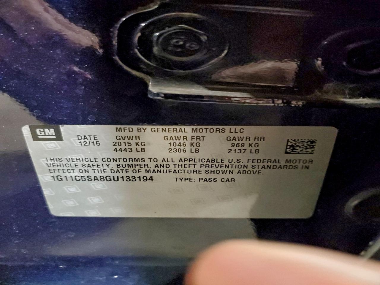 2016 Chevrolet Malibu Limited Lt VIN: 1G11C5SA8GU133194 Lot: 94673765