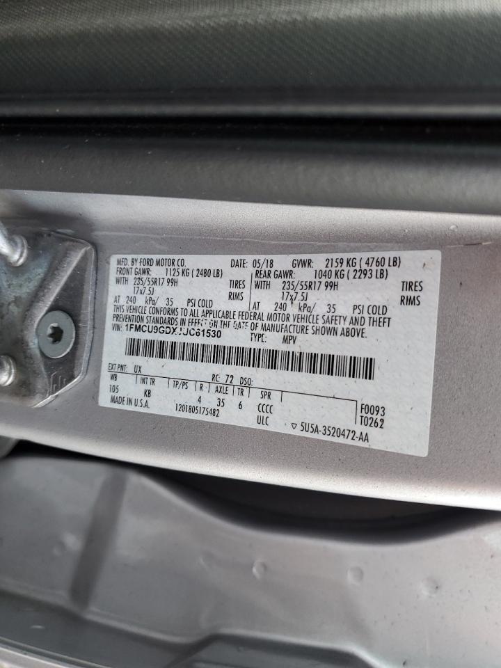 2018 Ford Escape Se VIN: 1FMCU9GDXJUC61530 Lot: 93450715