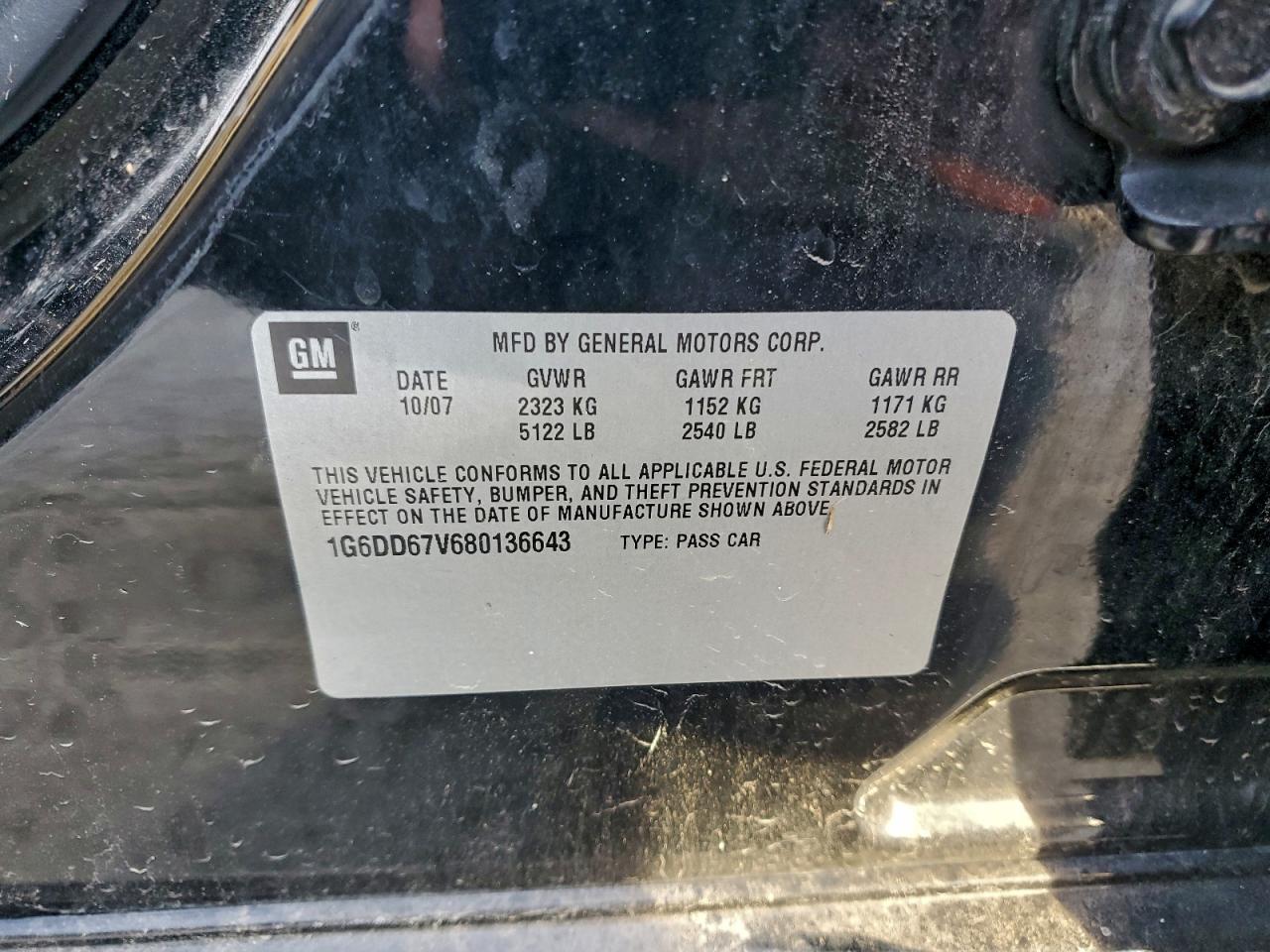 2008 Cadillac Sts VIN: 1G6DD67V680136643 Lot: 94534695