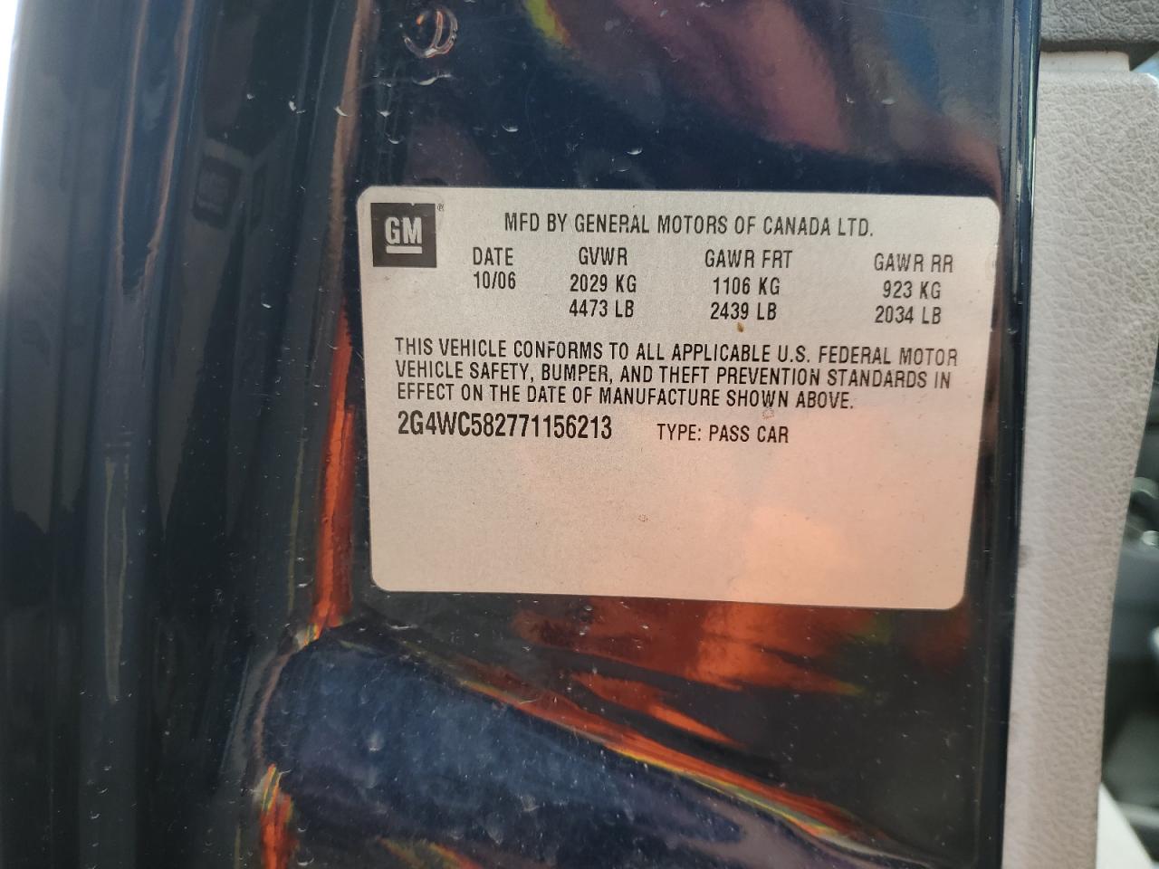 2007 Buick Lacrosse Cx VIN: 2G4WC582771156213 Lot: 93474735