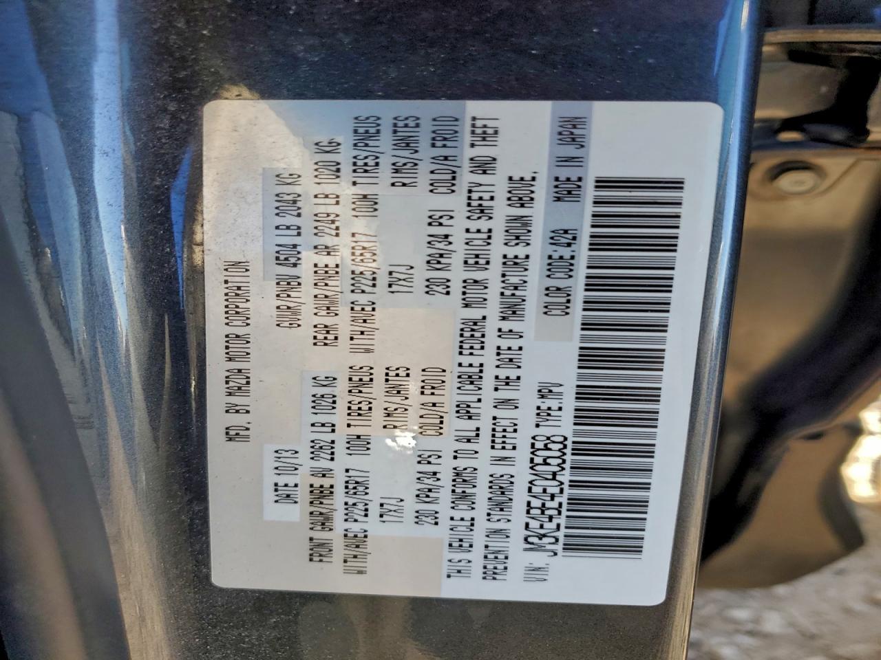 2014 Mazda Cx-5 Sport VIN: JM3KE4BE4E0405058 Lot: 93776995