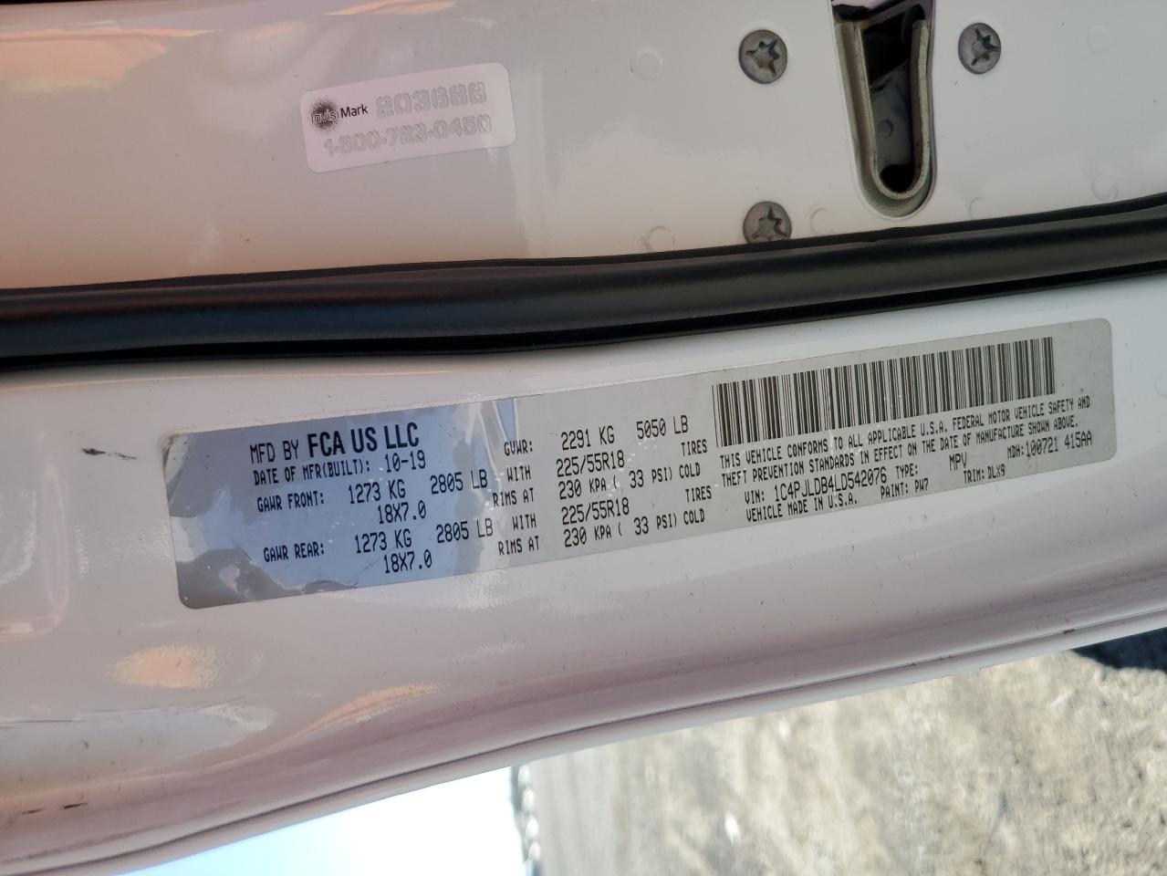 2020 Jeep Cherokee Limited VIN: 1C4PJLDB4LD542076 Lot: 91286595