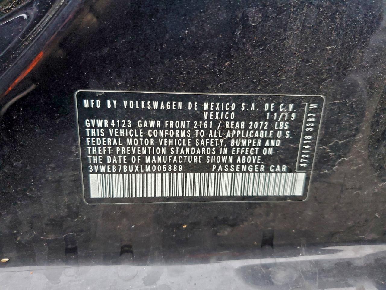 2020 Volkswagen Jetta Sel VIN: 3VWEB7BUXLM005889 Lot: 93768185