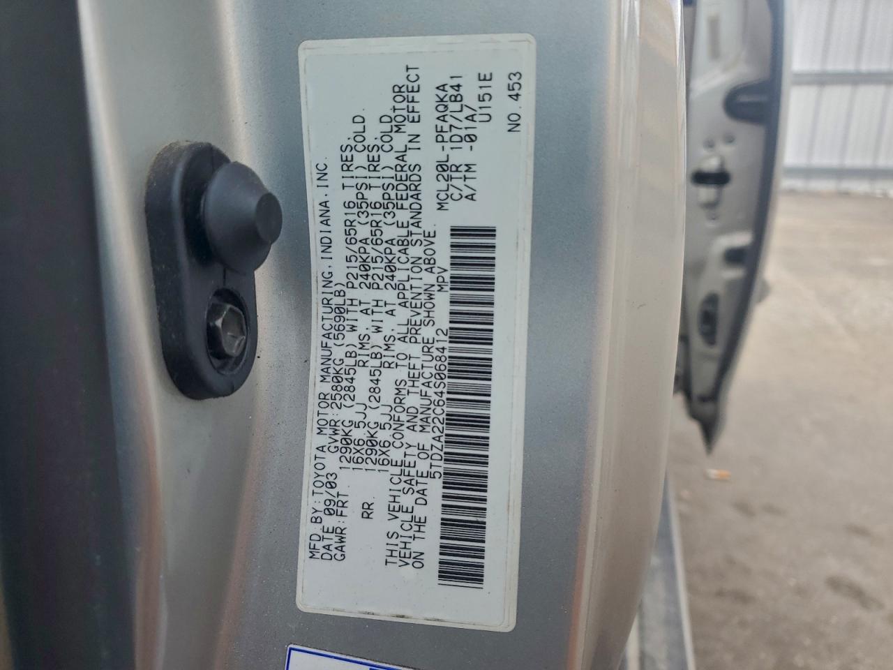 2004 Toyota Sienna Xle VIN: 5TDZA22C64S068412 Lot: 93774315