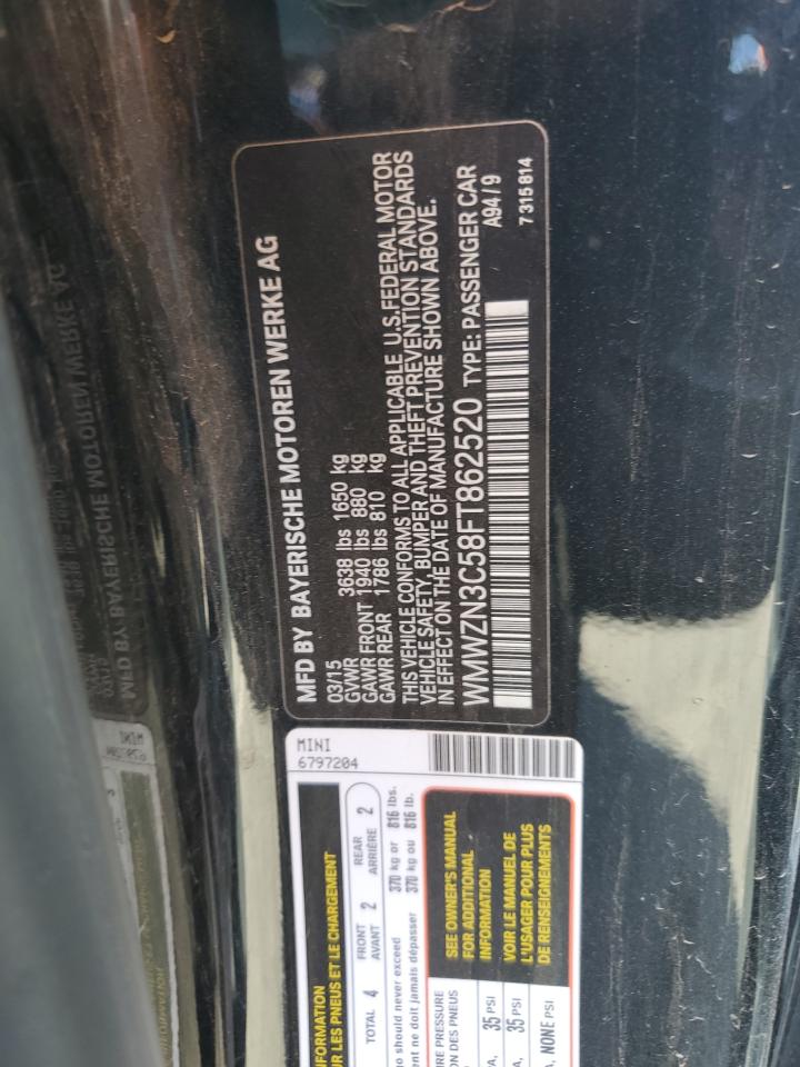 2015 Mini Cooper VIN: WMWZN3C58FT862520 Lot: 90132885