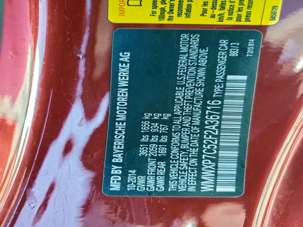 2015 Mini Cooper S VIN: WMWXP7C52F2A36716 Lot: 85440355