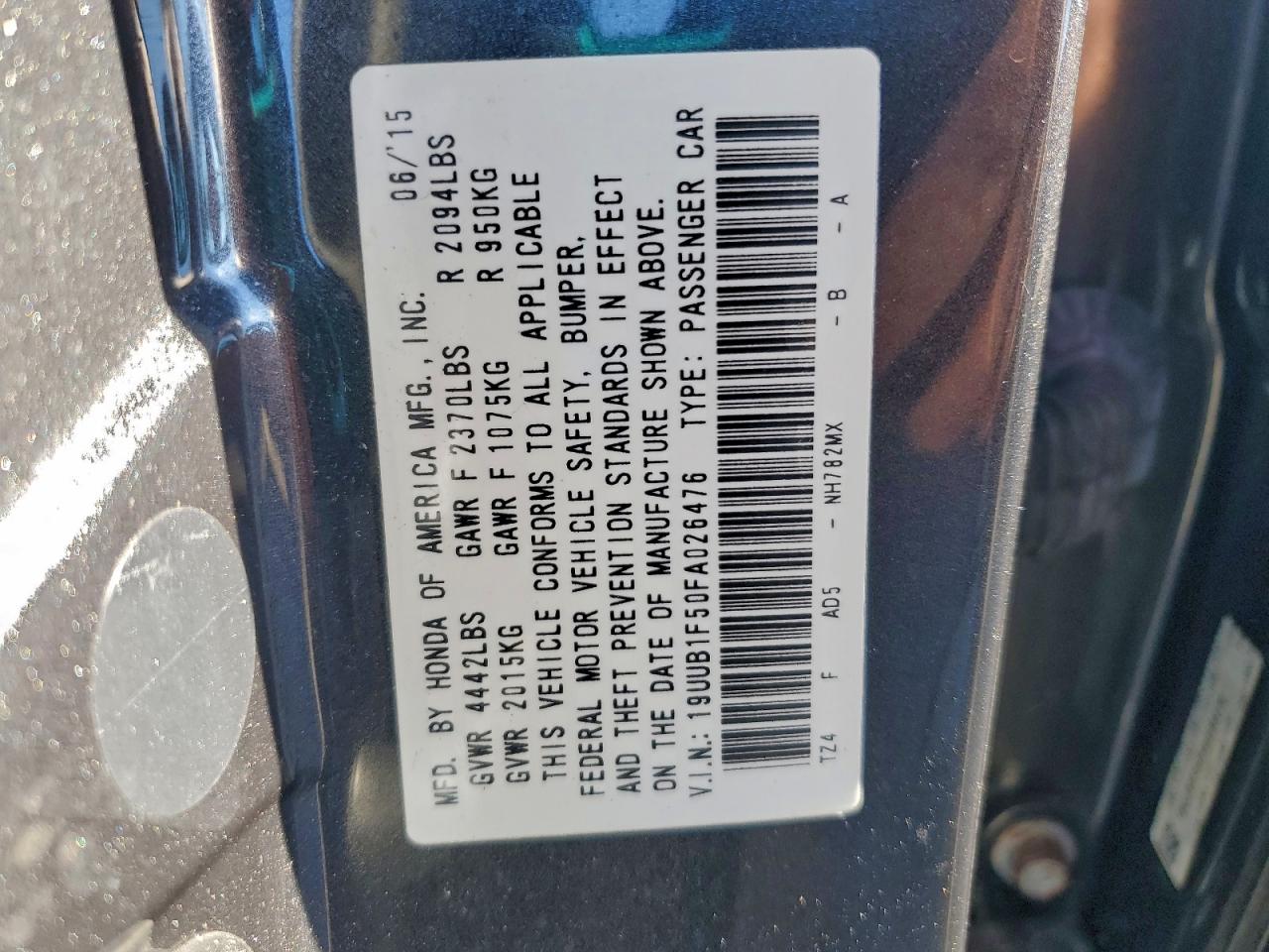 2015 Acura Tlx Tech VIN: 19UUB1F50FA026476 Lot: 93778225