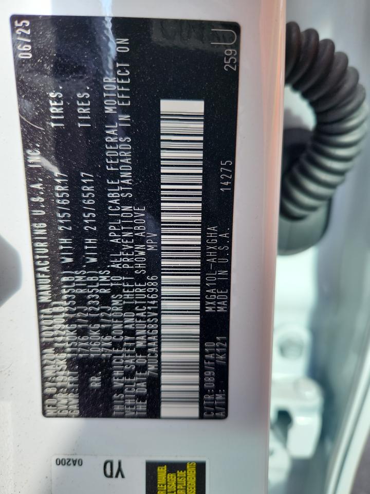 2025 Toyota Corolla Cross Le VIN: 7MUCAAAG8SV146986 Lot: 92043545