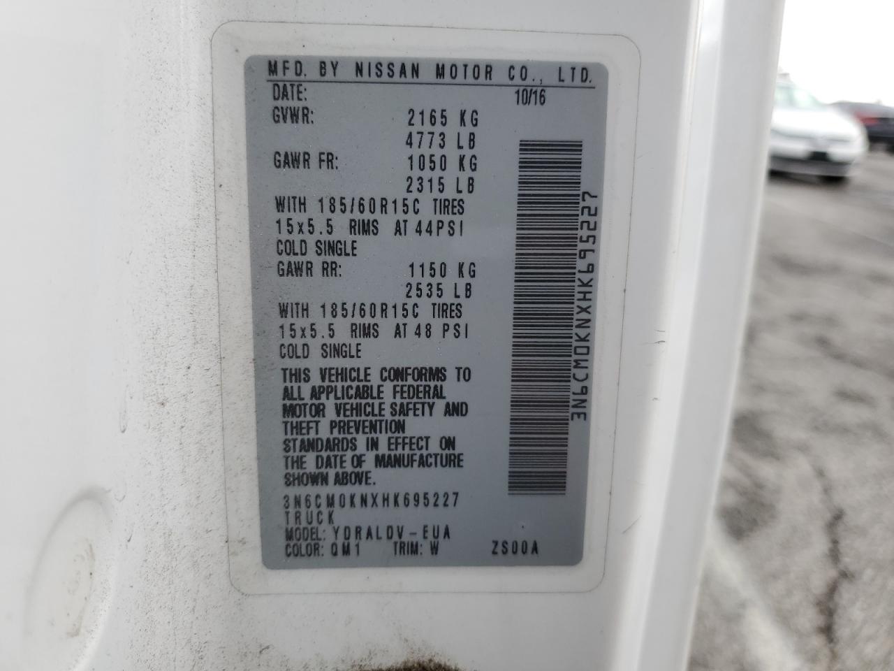 2017 Nissan Nv 200 Delivery Van VIN: 3N6CM0KNXHK695227 Lot: 93081285