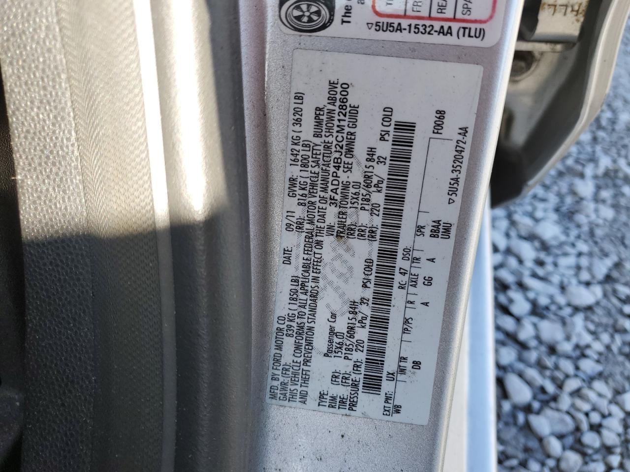 2012 Ford Fiesta Se VIN: 3FADP4BJ2CM128600 Lot: 92478875