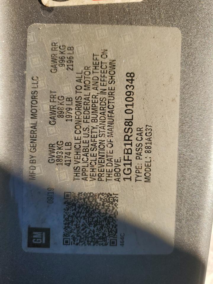 2020 Chevrolet Camaro Ls VIN: 1G1FB1RS8L0109348 Lot: 90979935