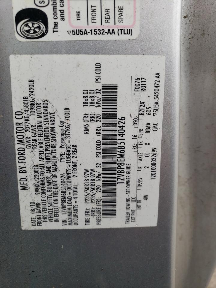 2011 Ford Mustang VIN: 1ZVBP8EM6B5140426 Lot: 92523865