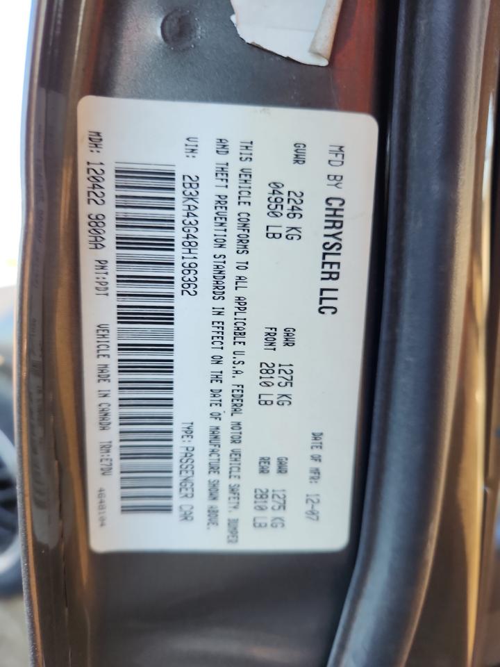 2008 Dodge Charger VIN: 2B3KA43G48H196362 Lot: 91216565