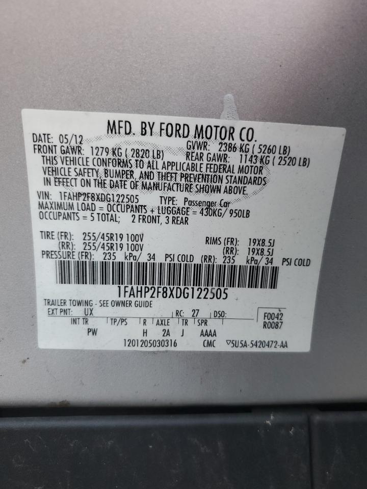 2013 Ford Taurus Limited VIN: 1FAHP2F8XDG122505 Lot: 93176025