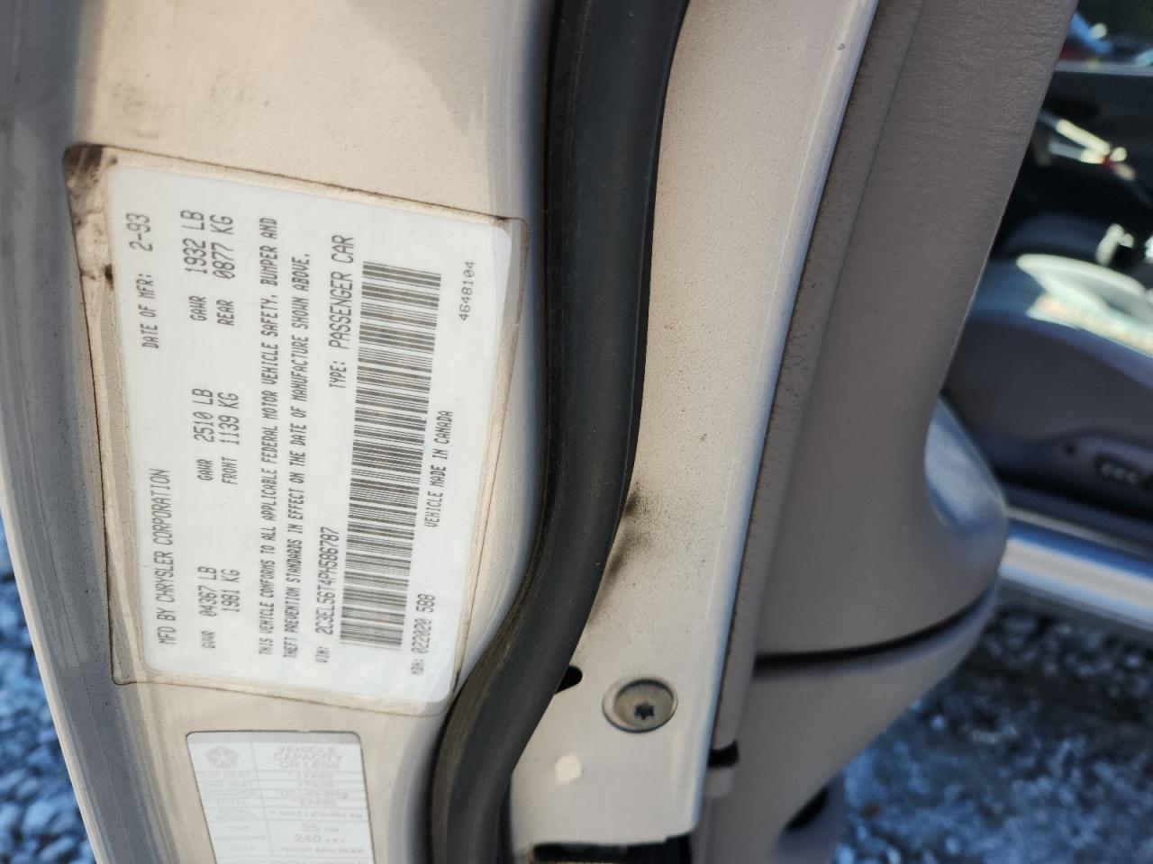 1993 Chrysler Concorde VIN: 2C3EL56T4PH586787 Lot: 91762215