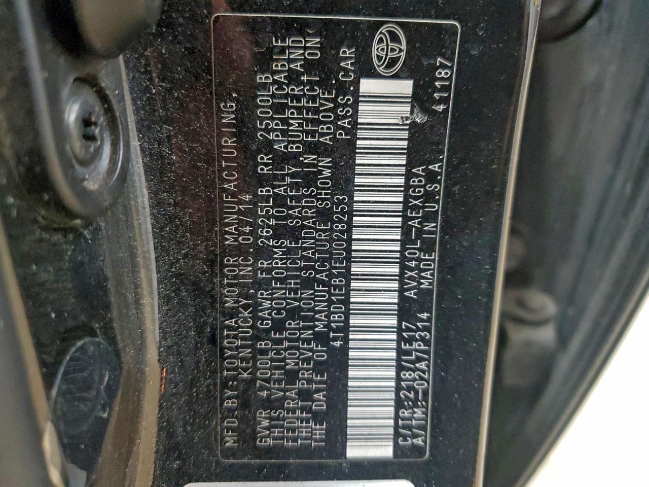 2014 Toyota Avalon Hybrid VIN: 4T1BD1EB1EU028253 Lot: 93698205