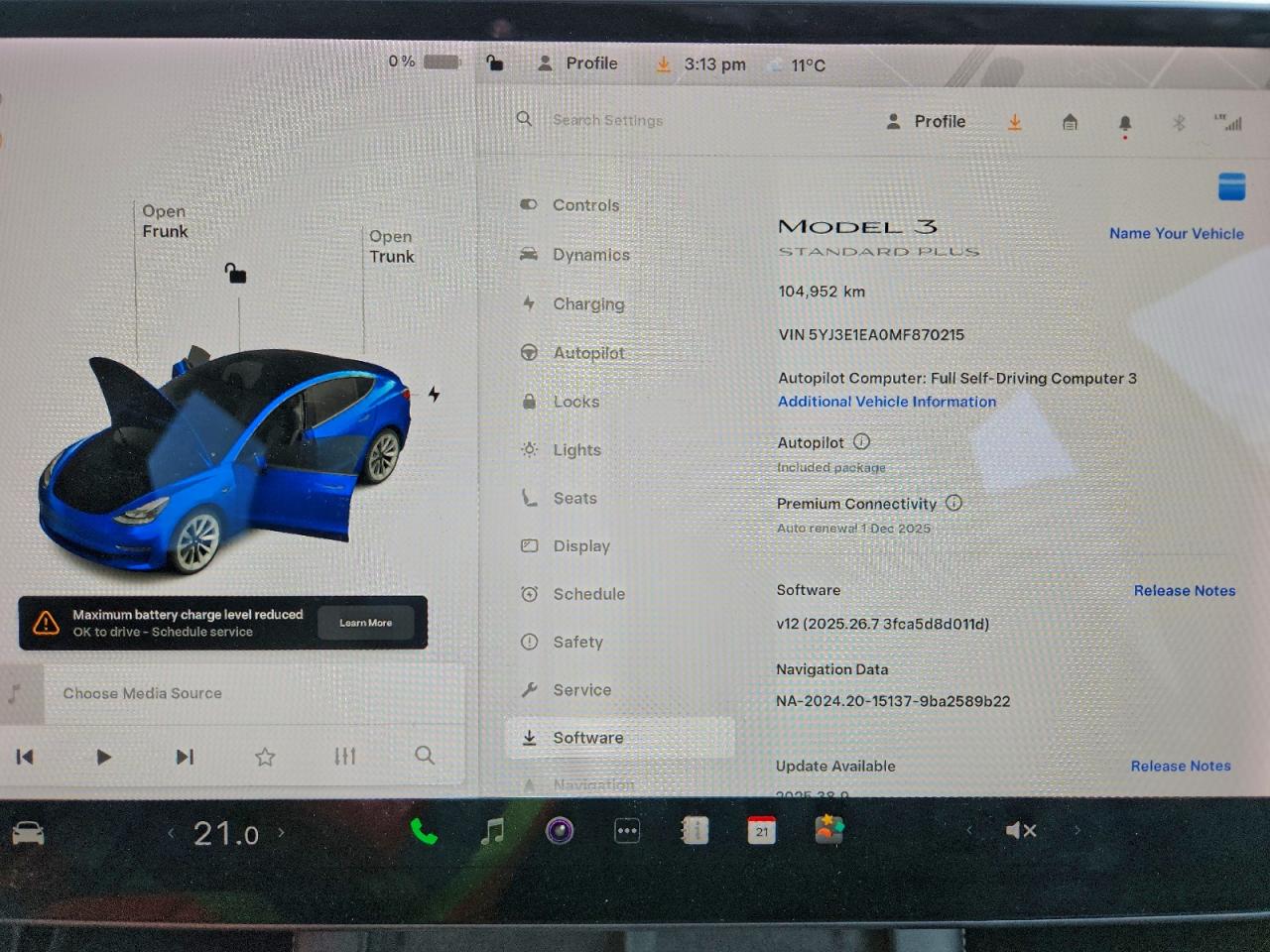 2021 Tesla Model 3 VIN: 5YJ3E1EA0MF870215 Lot: 94316905