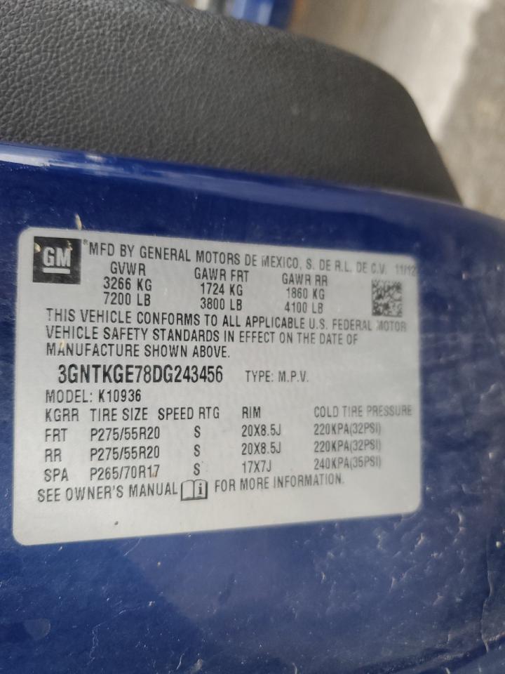 2013 Chevrolet Avalanche Ltz VIN: 3GNTKGE78DG243456 Lot: 93119675