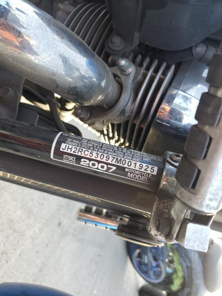 2007 Honda Vt750 C2 VIN: JH2RC53097M001925 Lot: 91930005