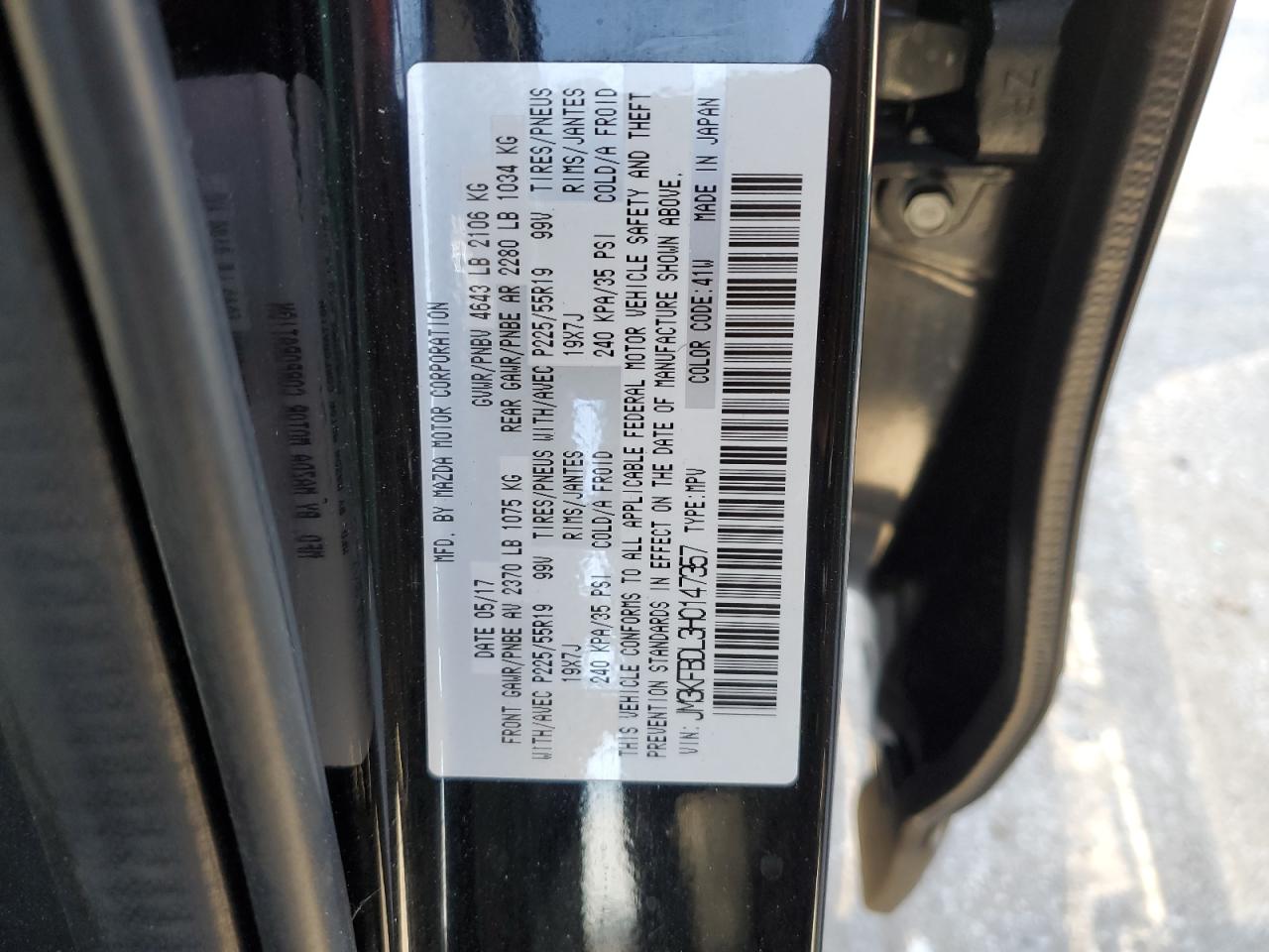 2017 Mazda Cx-5 Grand Touring VIN: JM3KFBDL3H0147357 Lot: 92235615