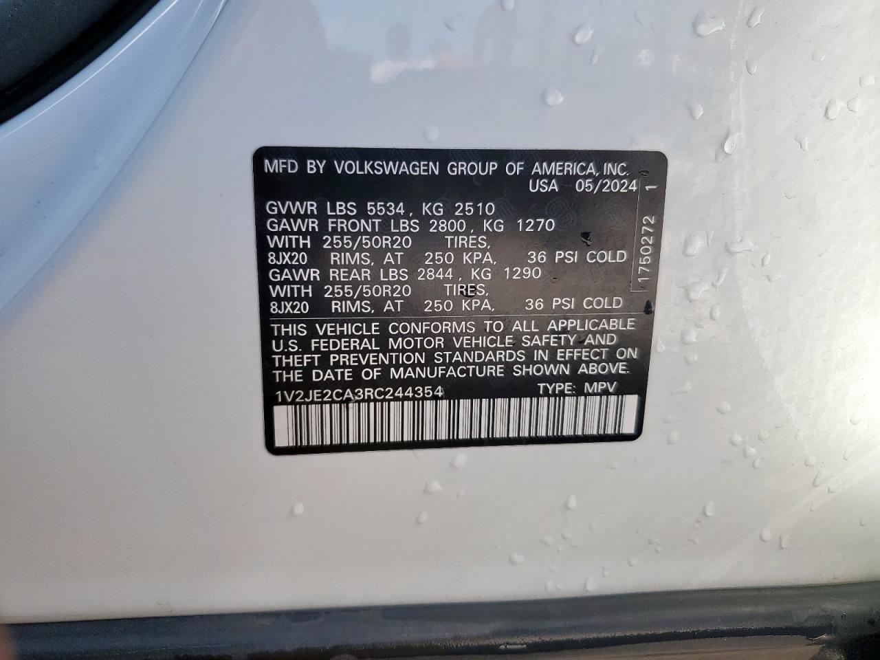 2024 Volkswagen Atlas Cross Sport Se VIN: 1V2JE2CA3RC244354 Lot: 91664975