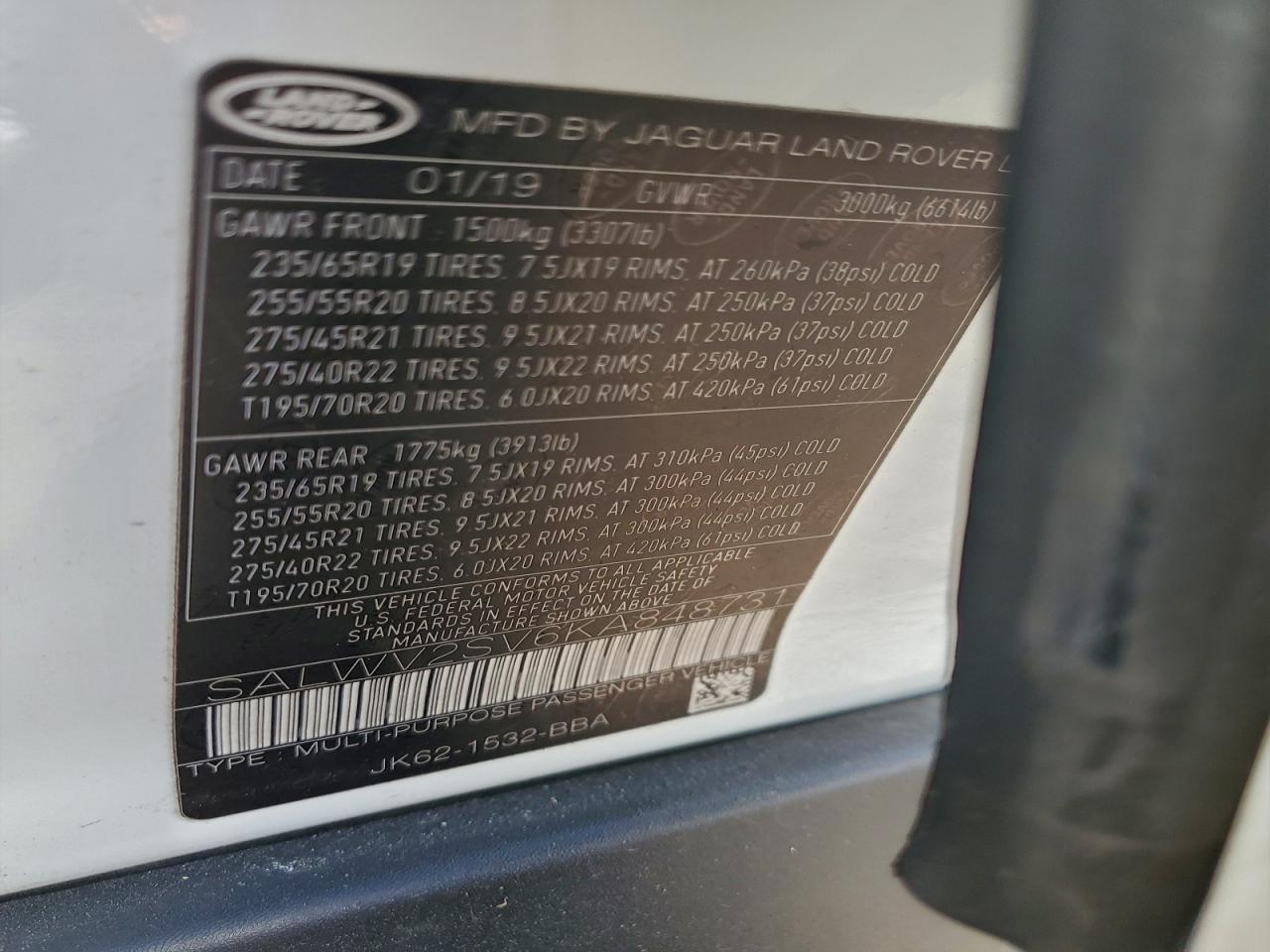 2019 Land Rover Range Rover Sport Hse Dynamic VIN: SALWV2SV6KA848731 Lot: 94644715