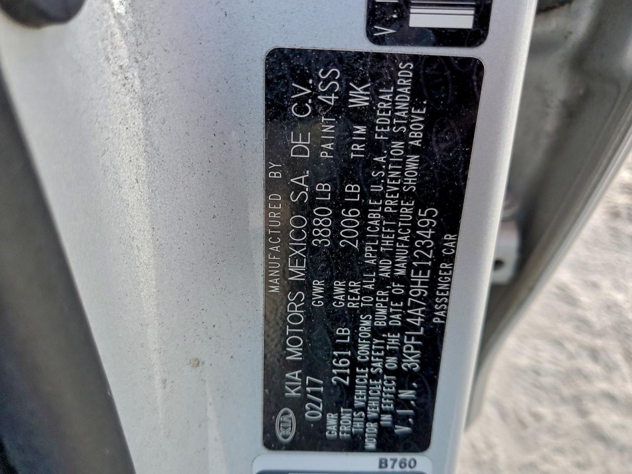 2017 Kia Forte Lx VIN: 3KPFL4A79HE123495 Lot: 93658395