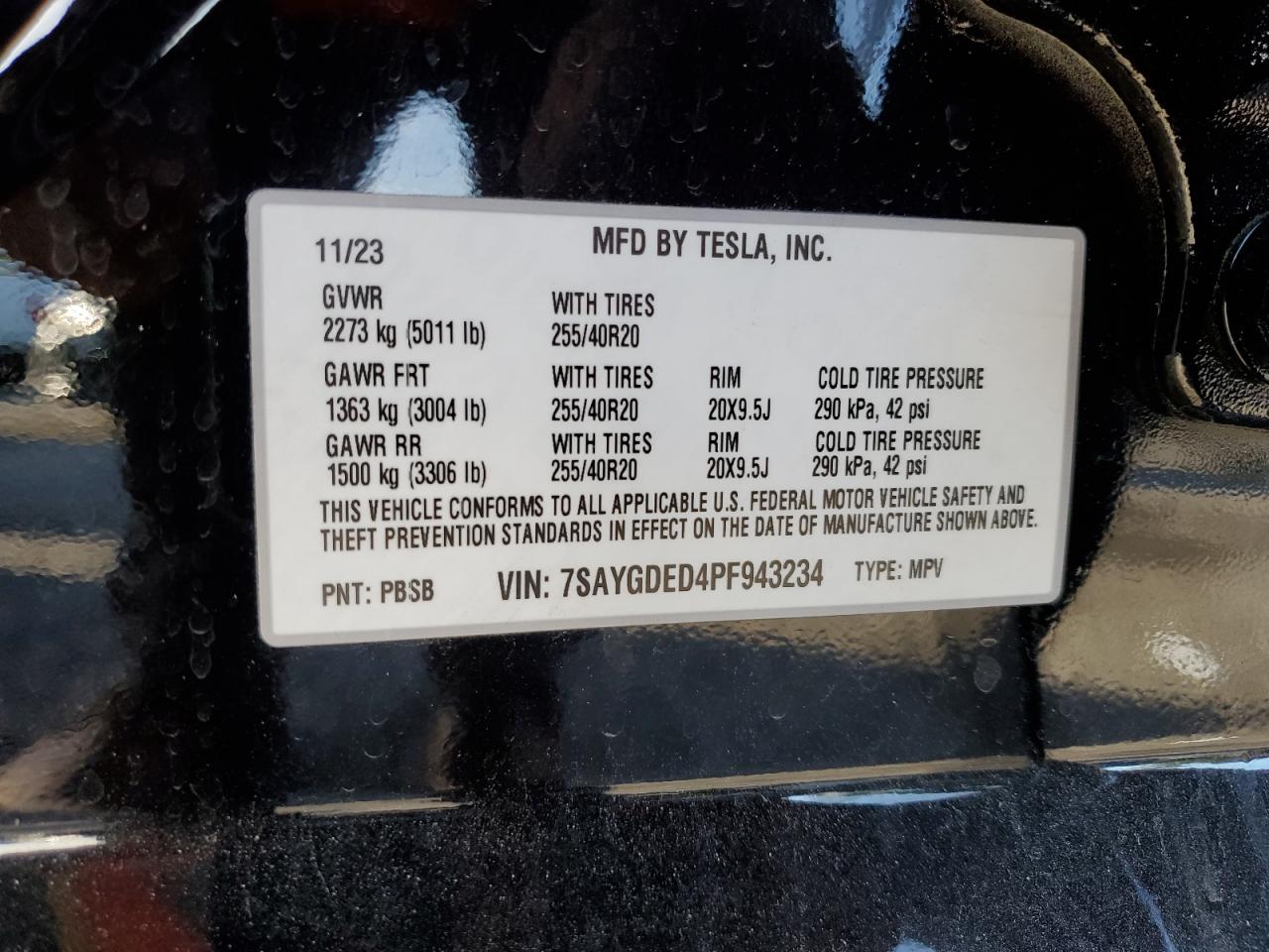 2023 Tesla Model Y VIN: 7SAYGDED4PF943234 Lot: 91243175