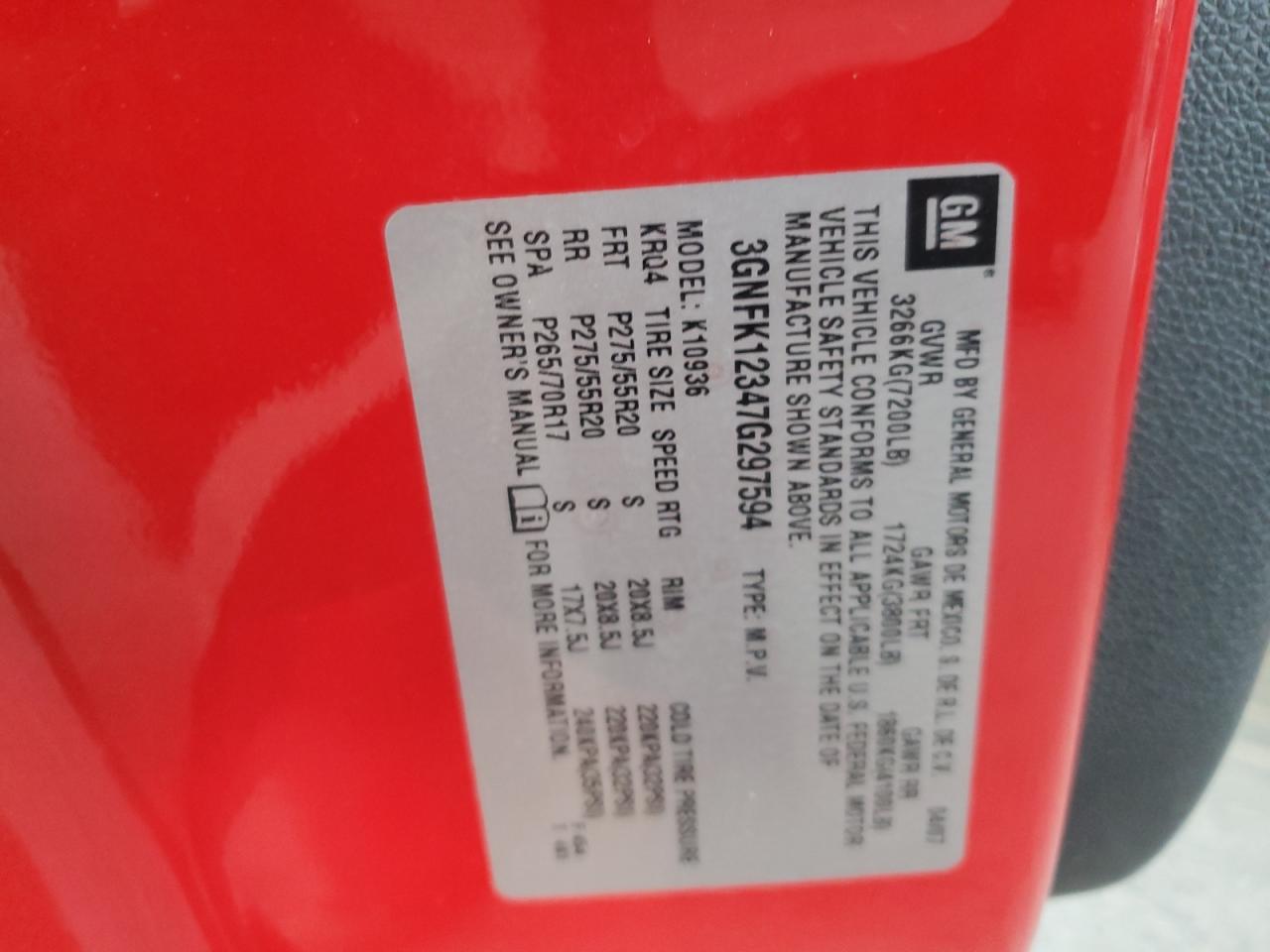 2007 Chevrolet Avalanche K1500 VIN: 3GNFK12347G297594 Lot: 93107525