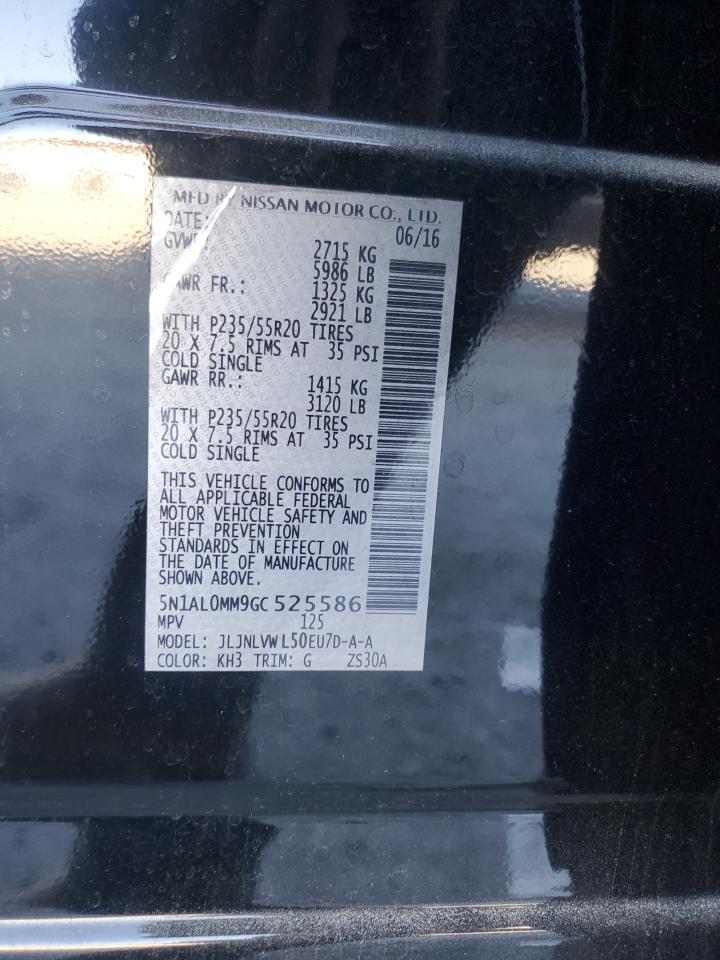 2016 Infiniti Qx60 VIN: 5N1AL0MM9GC525586 Lot: 92170455