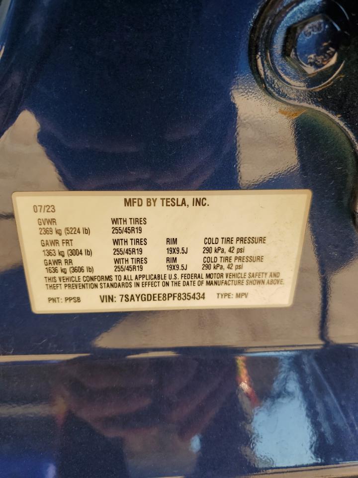 2023 Tesla Model Y VIN: 7SAYGDEE8PF835434 Lot: 91420315