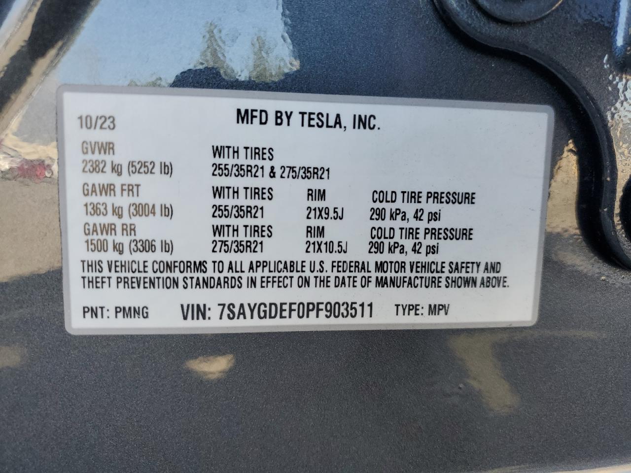 2023 Tesla Model Y VIN: 7SAYGDEF0PF903511 Lot: 90354425