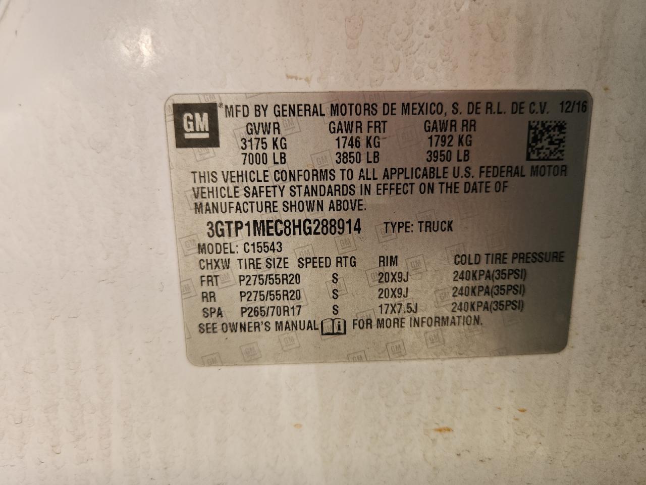 2017 GMC Sierra C1500 Sle VIN: 3GTP1MEC8HG288914 Lot: 91423365