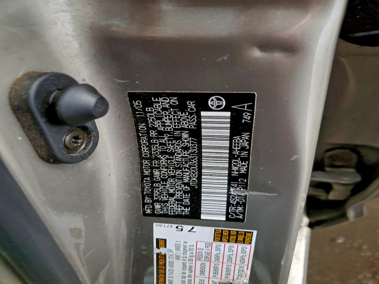 2006 Toyota Prius VIN: JTDKB20U363130377 Lot: 94495565