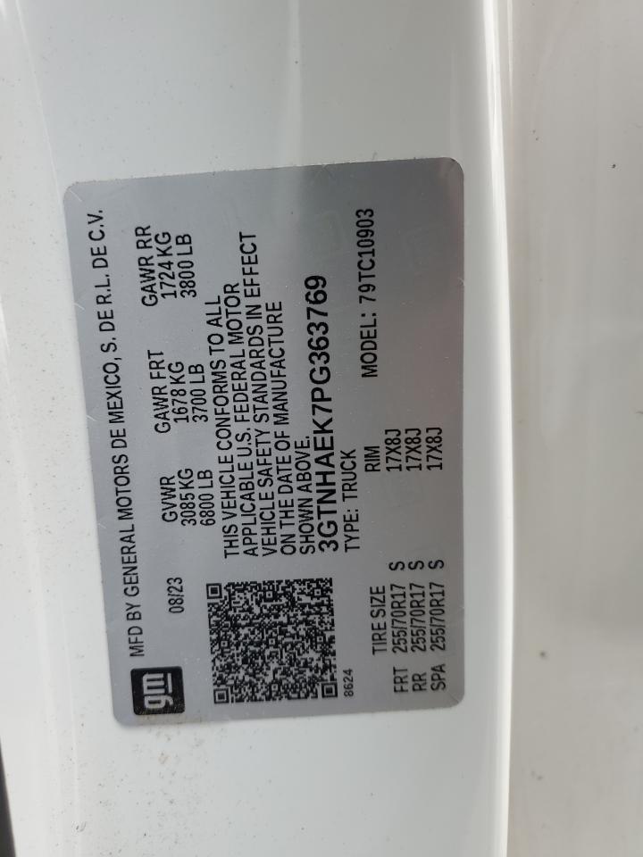 2023 GMC Sierra C1500 VIN: 3GTNHAEK7PG363769 Lot: 93640735