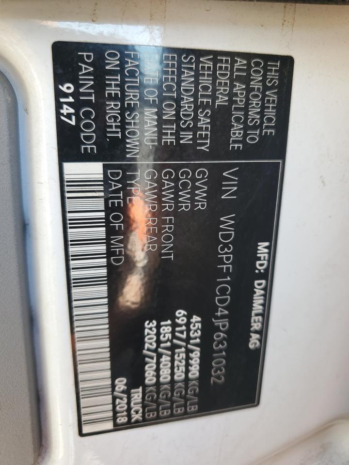 2018 Mercedes-Benz Sprinter 3500 VIN: WD3PF1CD4JP631032 Lot: 90819985
