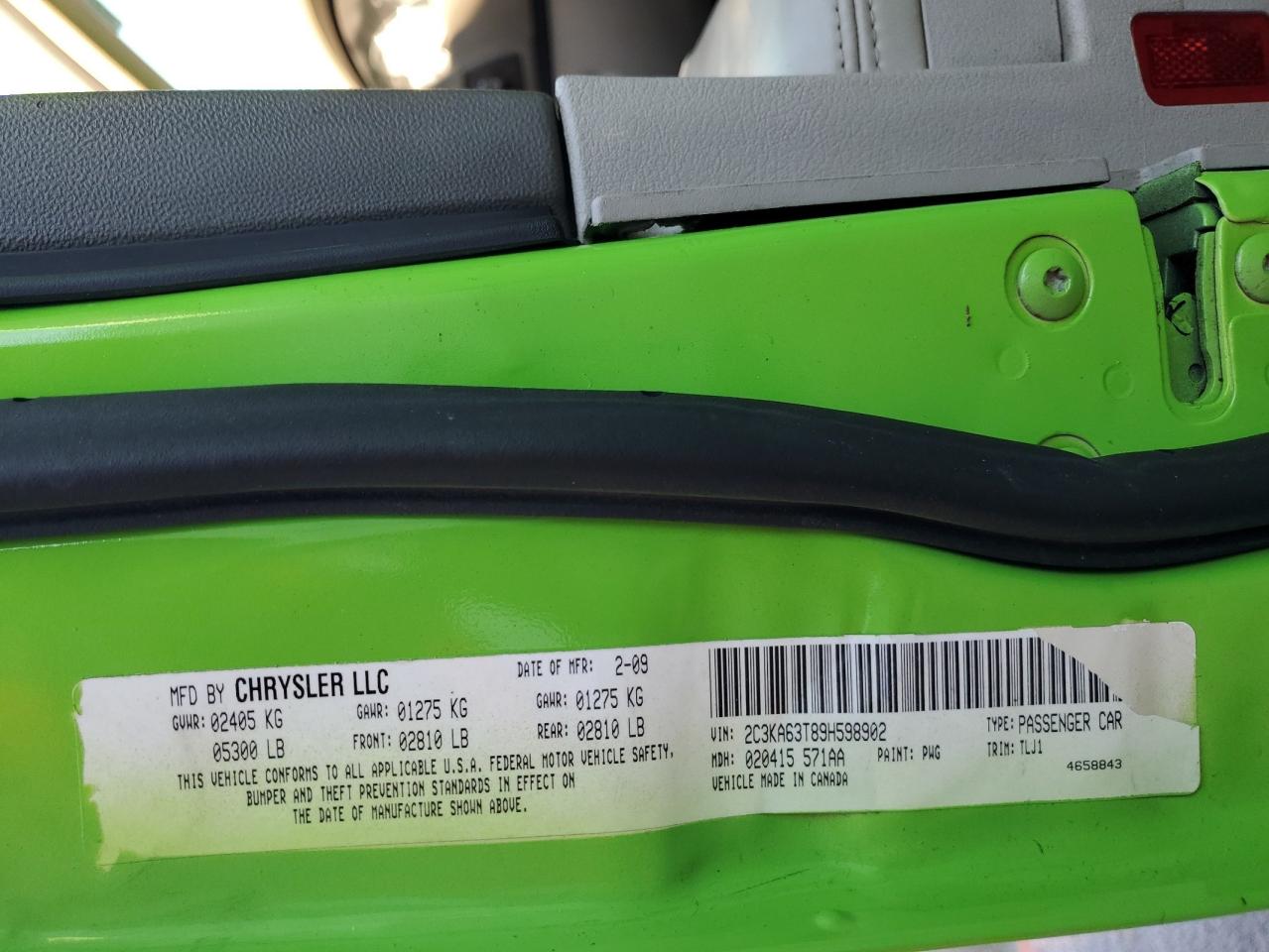 2009 Chrysler 300C VIN: 2C3KA63T89H598902 Lot: 91420115