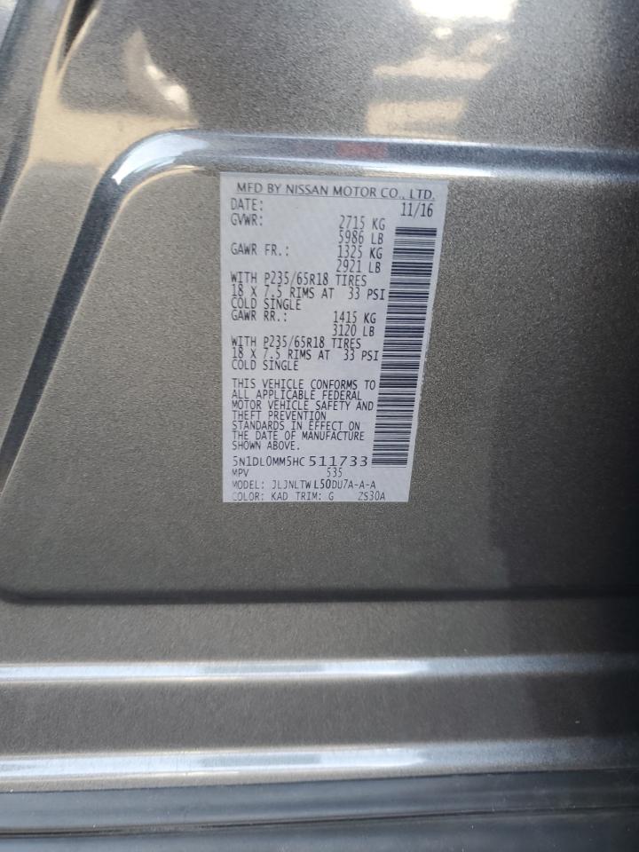 2017 Infiniti Qx60 VIN: 5N1DL0MM5HC511733 Lot: 91636385