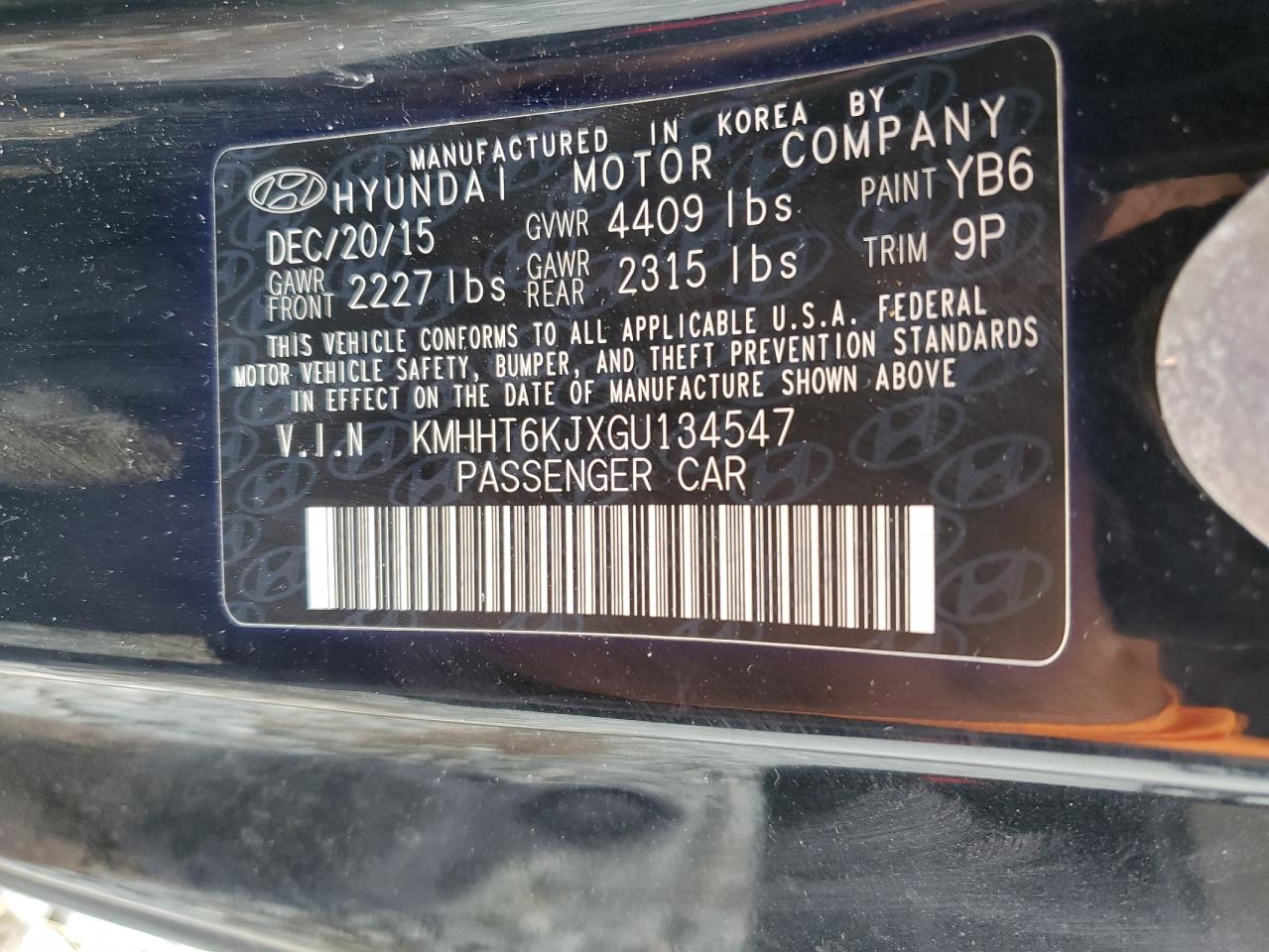 2016 Hyundai Genesis Coupe 3.8L VIN: KMHHT6KJXGU134547 Lot: 91839115