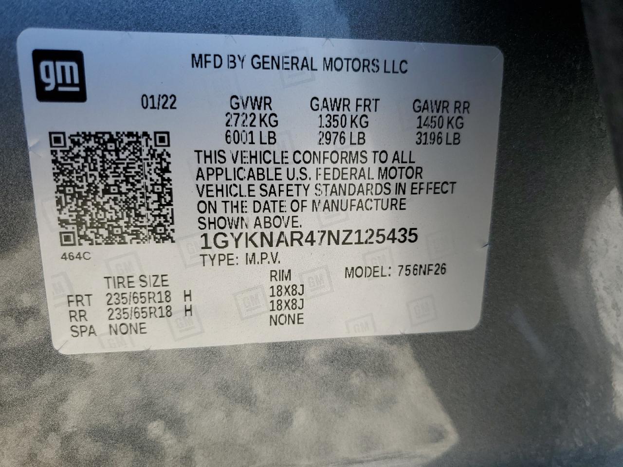 2022 Cadillac Xt5 Luxury VIN: 1GYKNAR47NZ125435 Lot: 92272645