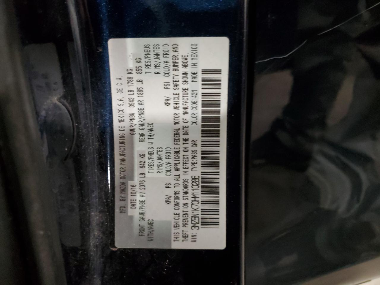 2017 Mazda 3 Sport VIN: 3MZBN1K70HM110286 Lot: 91309585