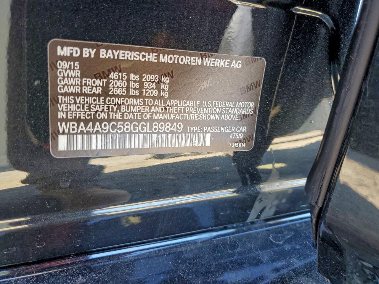 2016 BMW 428 I Gran Coupe Sulev VIN: WBA4A9C58GGL89849 Lot: 94379915