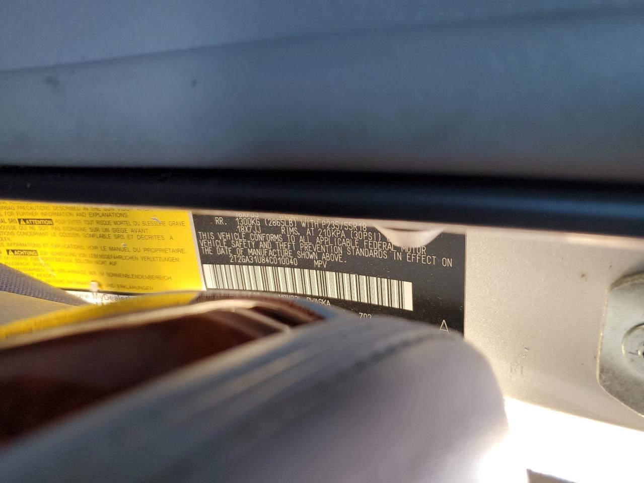 2004 Lexus Rx 330 VIN: 2T2GA31U84C010040 Lot: 91182095