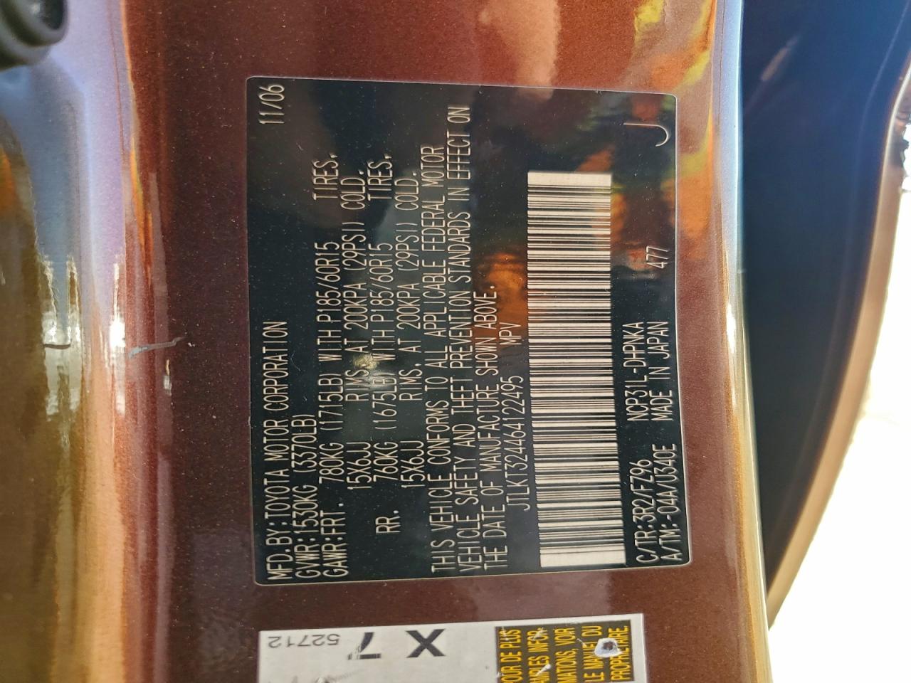 2006 Toyota Scion Xb VIN: JTLKT324464122495 Lot: 94757835