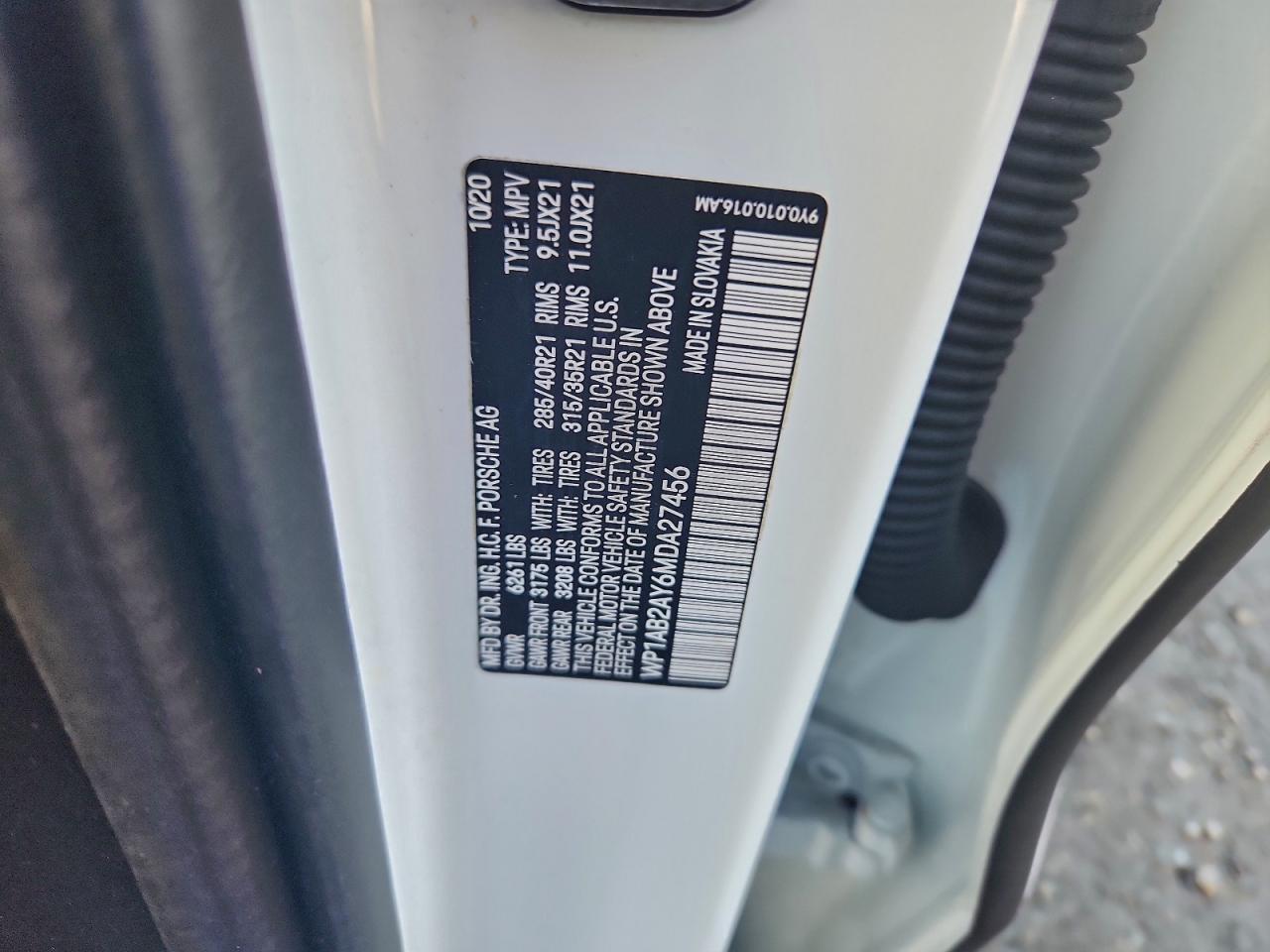 2021 Porsche Cayenne S VIN: WP1AB2AY6MDA27456 Lot: 93399785